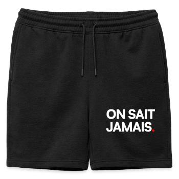 On sait jamais - Short de survêtement homme premium - noir - Devant - AI Model Male 178 light (178cm)