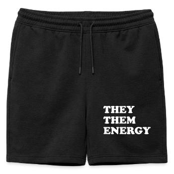 They Them Energy - Mens' Premium Organic Sweatshorts - black - Front - AI Model Male 178 light (178cm)