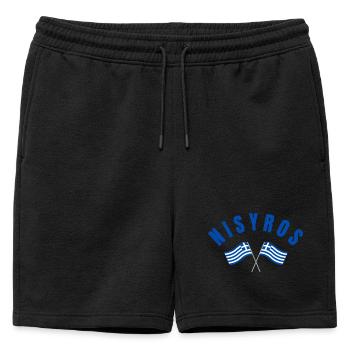 Nisyros Greek Flags  - Mens' Premium Organic Sweatshorts - black - Front - AI Model Male 178 light (178cm)