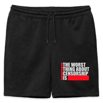 Le pire dans la censure, c’est l’ironie amusante - Short de survêtement homme premium - noir - Devant - AI Model Male 178 light (178cm)