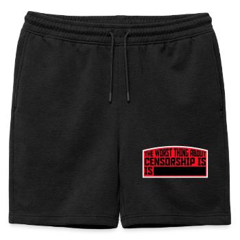 Le pire dans la censure, c’est l’ironie amusante - Short de survêtement homme premium - noir - Devant - AI Model Male 178 light (178cm)