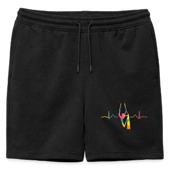 Vertical Scarf Heartbeat Aerial Acrobatics Aerial Silk - Mens' Premium Organic Sweatshorts - black - Front - AI Model Male 178 light (178cm)