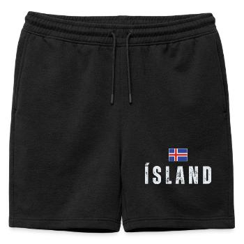 Icelandic flag, Icelandic patriot - Mens' Premium Organic Sweatshorts - black - Front - AI Model Male 178 light (178cm)