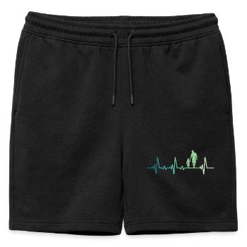 Père et fils battement de coeur cadeau papa fils - Short de survêtement homme premium - noir - Devant - AI Model Male 178 light (178cm)