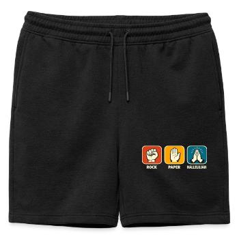 Pierre, papier Alléluia, croyant chrétien de Jésus - Short de survêtement homme premium - noir - Devant - AI Model Male 178 light (178cm)