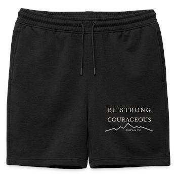 Sois fort et courageux | Josué 1:9 - Short de survêtement homme premium - noir - Devant - AI Model Male 178 light (178cm)