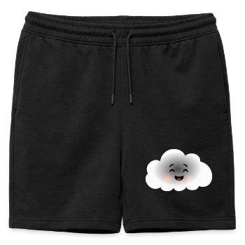 Happy Cloud - Mens' Premium Organic Sweatshorts - black - Front - AI Model Male 178 light (178cm)