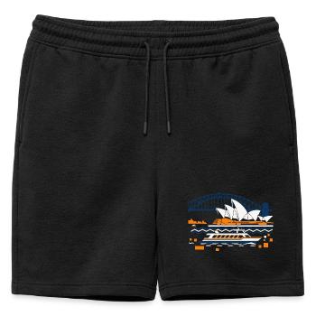Silhouette du pont du port de l’Opéra de Sydney - Short de survêtement homme premium - noir - Devant - AI Model Male 178 light (178cm)