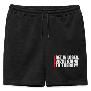 Entre, perdant, on va à la thérapie Logo de la thérapie - Short de survêtement homme premium - noir - Devant - AI Model Male 178 light (178cm)