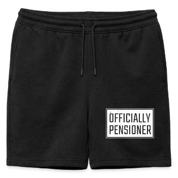 Officially Pensioner Retired - Mens' Premium Organic Sweatshorts - black - Front - AI Model Male 178 light (178cm)