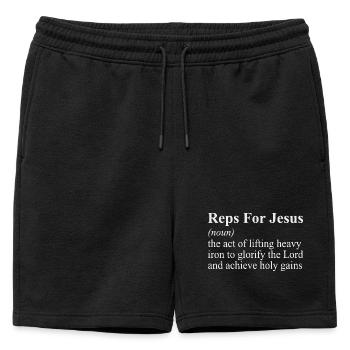 Reps For Jesus Men Religious - Männer Premium Organic Sweatshorts - Schwarz - Vorne - AI Model Male 178 light (178cm)