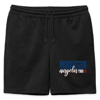 Excursion de pêche en Norvège 2026 - Cadeau de pêcheur - Short de survêtement homme premium - noir - Devant - AI Model Male 178 light (178cm)