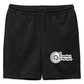 Comfort in the spin Retro Vinyl - Mens' Premium Organic Sweatshorts - black - Front - AI Model Male 178 light (178cm)