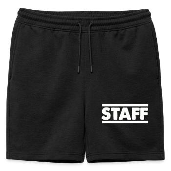 Lettrage en portée, contraste audacieux - Short de survêtement homme premium - noir - Devant - AI Model Male 178 light (178cm)