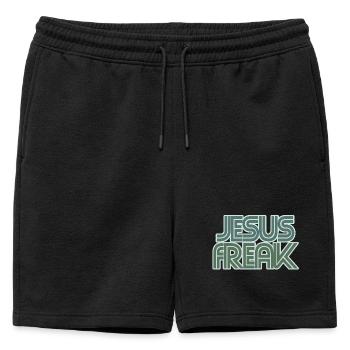 Graphique rétro de Jésus Freak - Short de survêtement homme premium - noir - Devant - AI Model Male 178 light (178cm)