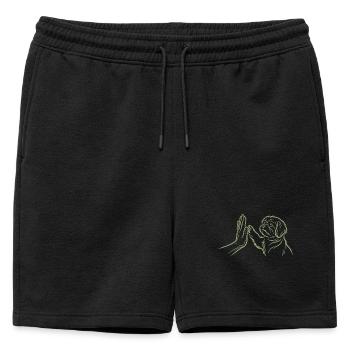 Poignée de main de chien High Five Paw Connexion humaine - Short de survêtement homme premium - noir - Devant - AI Model Male 178 light (178cm)