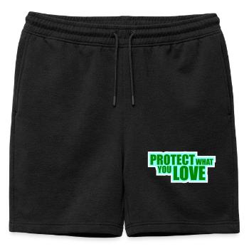 Déclaration de protection de la nature Protéger ce que vous aimez Logo de la Déclaration de Protection de la Nature - Short de survêtement homme premium - noir - Devant - AI Model Male 178 light (178cm)