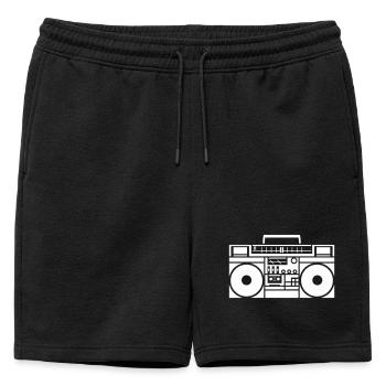 Graphisme rétro Boombox noir & blanc - Short de survêtement homme premium - noir - Devant - AI Model Male 178 light (178cm)