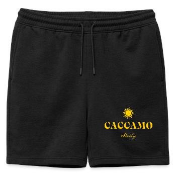 Caccamo Sicily Sun  - Mens' Premium Organic Sweatshorts - black - Front - AI Model Male 178 light (178cm)