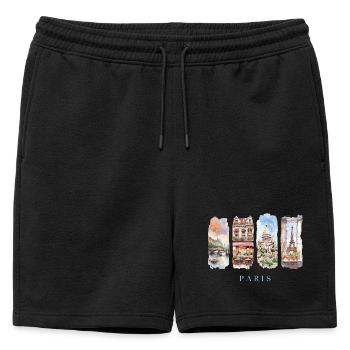 Paris Holidays Travel – City & Culture France - Mens' Premium Organic Sweatshorts - black - Front - AI Model Male 178 light (178cm)