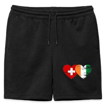 Switzerland Côte d'Ivoire Flag Heart used - Mens' Premium Organic Sweatshorts - black - Front - AI Model Male 178 light (178cm)