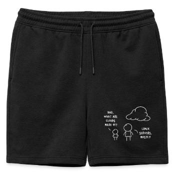 Linux Server Cloud Computing : Drôle de remarque - Short de survêtement homme premium - noir - Devant - AI Model Male 178 light (178cm)