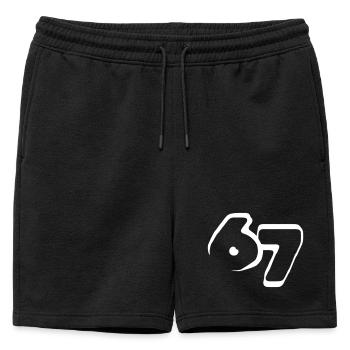 67 "six seven" drawn - Mens' Premium Organic Sweatshorts - black - Front - AI Model Male 178 light (178cm)
