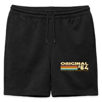 Original 64 Retro Rainbow - Mens' Premium Organic Sweatshorts - black - Front - AI Model Male 178 light (178cm)