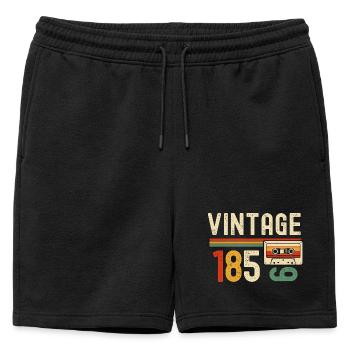 Vintage 1850's Retro Cassette - Mens' Premium Organic Sweatshorts - black - Front - AI Model Male 178 light (178cm)