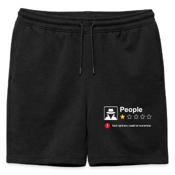 Critique 1 étoile de People Sarcasme drôle - Short de survêtement homme premium - noir - Devant - AI Model Male 178 light (178cm)