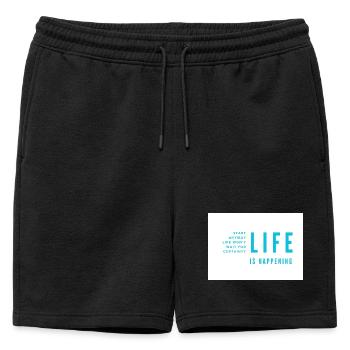 La vie se passe - Short de survêtement homme premium - noir - Devant - AI Model Male 178 light (178cm)