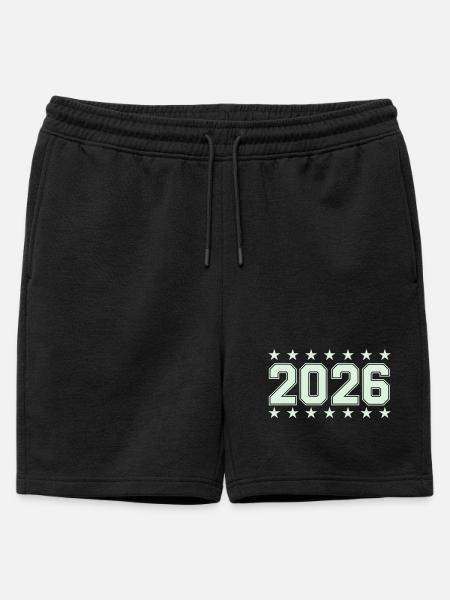 2026 Retro Block Font with Stars - Mens' Premium Organic Sweatshorts - black
