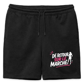Retour sur le marché femme pop - Short de survêtement homme premium - noir - Devant - AI Model Male 178 light (178cm)