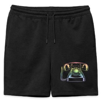 téléphone - Short de survêtement homme premium - noir - Devant - AI Model Male 178 light (178cm)