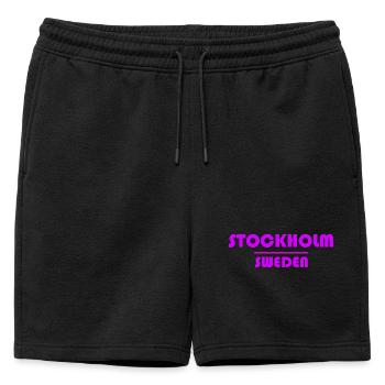 Stockholm Neon City Haze - Mens' Premium Organic Sweatshorts - black - Front - AI Model Male 178 light (178cm)