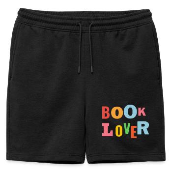 Image colorée des mots des amoureux des livres - Short de survêtement homme premium - noir - Devant - AI Model Male 178 light (178cm)