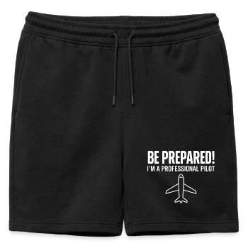 Be prepared pilot - Mens' Premium Organic Sweatshorts - black - Front - AI Model Male 178 light (178cm)