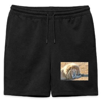 Le repos du lion dans la lumière de la savane - Short de survêtement homme premium - noir - Devant - AI Model Male 178 light (178cm)