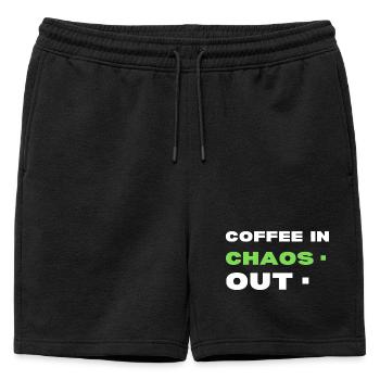 Le café dans le chaos. Dehors - Short de survêtement homme premium - noir - Devant - AI Model Male 178 light (178cm)