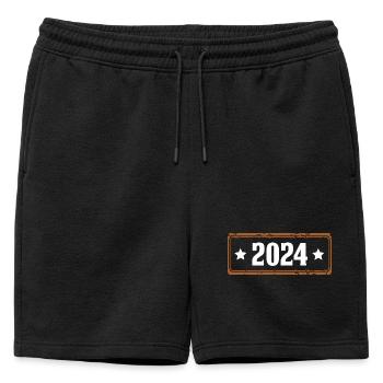 Année 2024 - Short de survêtement homme premium - noir - Devant - AI Model Male 178 light (178cm)