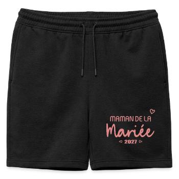Mariage 2027 - Maman de la Mariée française - Short de survêtement homme premium - noir - Devant - AI Model Male 178 light (178cm)