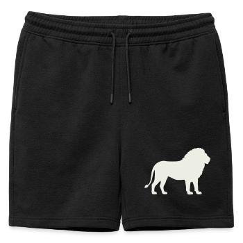 Silhouette de lion sur fond crème - Short de survêtement homme premium - noir - Devant - AI Model Male 178 light (178cm)