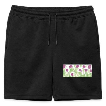 La vie est une prairie de fleurs - Short de survêtement homme premium - noir - Devant - AI Model Male 178 light (178cm)