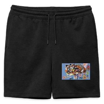 Désir néon - Short de survêtement homme premium - noir - Devant - AI Model Male 178 light (178cm)