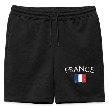 France Flag Vintage  - Short de survêtement homme premium - noir - Devant - AI Model Male 178 light (178cm)