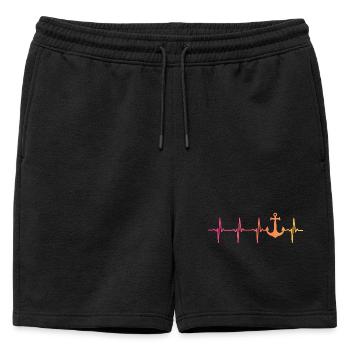 Ancre battement de coeur marin capitaine bateau - Short de survêtement homme premium - noir - Devant - AI Model Male 178 light (178cm)