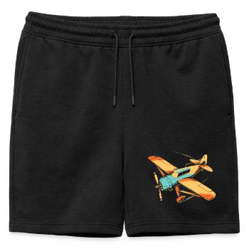 Avion à hélice des années 80 - Short de survêtement homme premium - noir - Devant - AI Model Male 178 light (178cm)