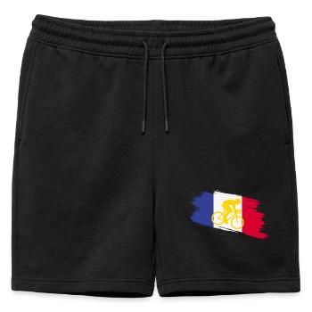 Drapeau français avec vélo – Conception cycliste - Short de survêtement homme premium - noir - Devant - AI Model Male 178 light (178cm)