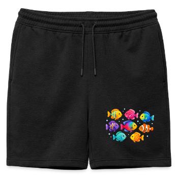 Poissons tropicaux colorés pour les tenues d’été - Short de survêtement homme premium - noir - Devant - AI Model Male 178 light (178cm)