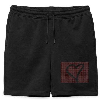 Contour du cœur en point rouge - Short de survêtement homme premium - noir - Devant - AI Model Male 178 light (178cm)